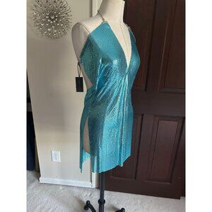 NWT teal blue lemon lunar chainmail dress. ($130 retail) Perfect for NYE/holiday